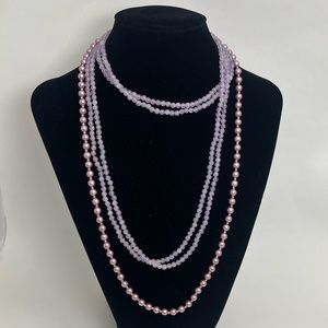 3 pc Purple VTG Beaded Necklace Lot